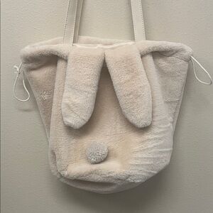 Bunny Fuzzy Drawstring Bag NWOT